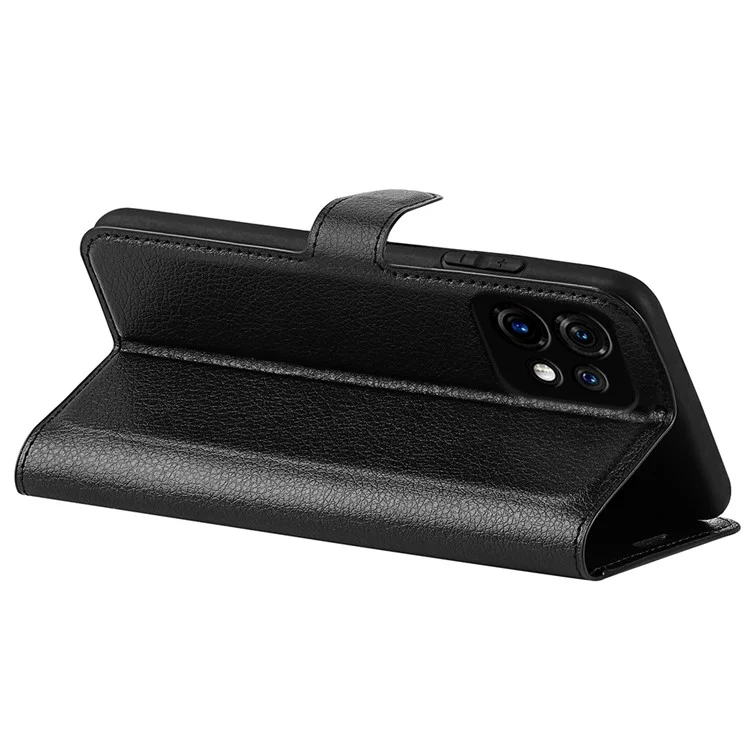 Für Motorola Moto X40 5G / Edge 40 Pro 5G Litchi-Textur Anti-Kratzer-Hülle mit Ständer PU-Leder-Brieftasche Cover - Schwarz