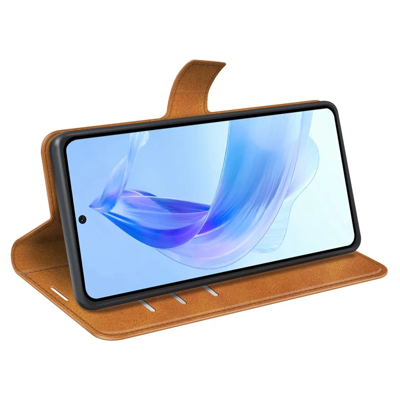 Protective Case for Honor 90 Lite 5G / X50i 5G PU Leather Wallet Stand Calf Texture Phone Cover - Yellow