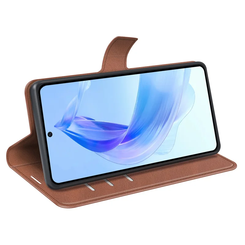 Protective Case for Honor 90 Lite 5G / X50i 5G PU Leather Wallet Stand Calf Texture Phone Cover - Light Brown