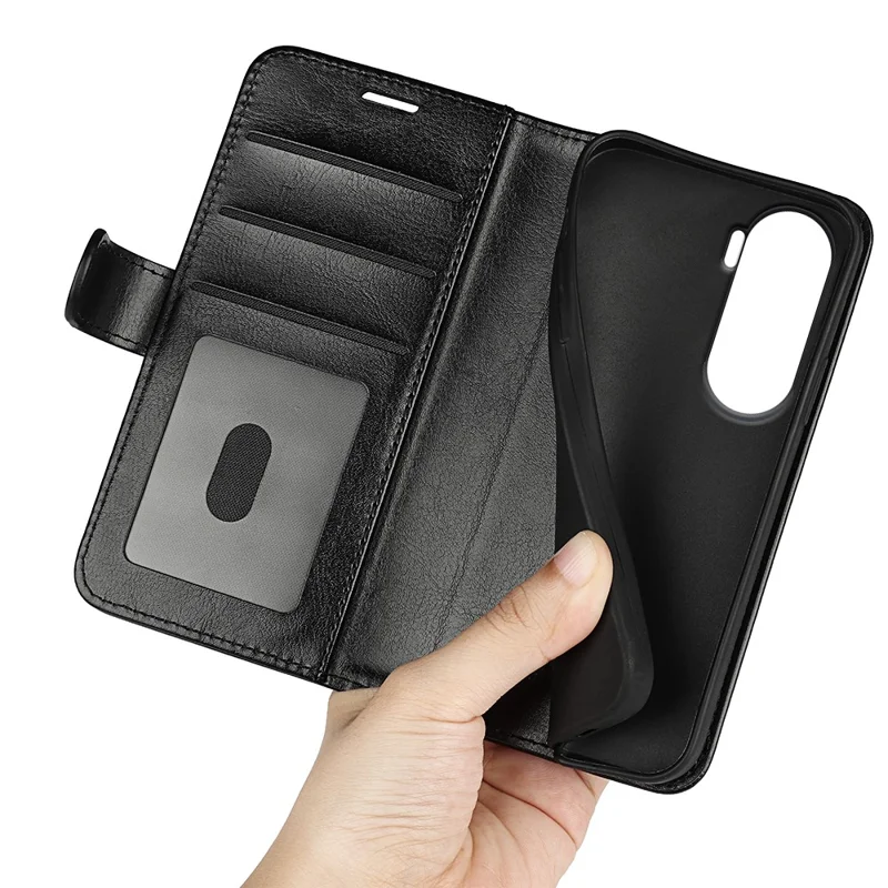 For Honor 90 Lite 5G / X50i 5G Crazy Horse Texture Anti-scratch Phone Wallet Case PU Leather Stand Cover - Schwarz