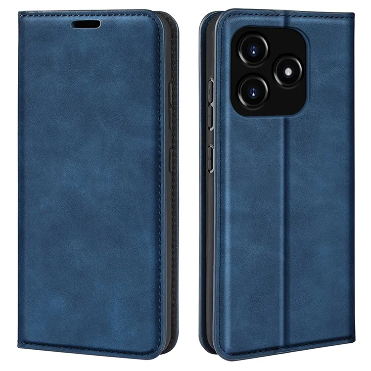 Stand Cover for Realme Narzo N53 4G , PU Leather Wallet Skin-touch Smartphone Flip Case - Blue