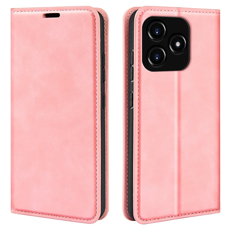 Stand Cover for Realme Narzo N53 4G , PU Leather Wallet Skin-touch Smartphone Flip Case - Pink