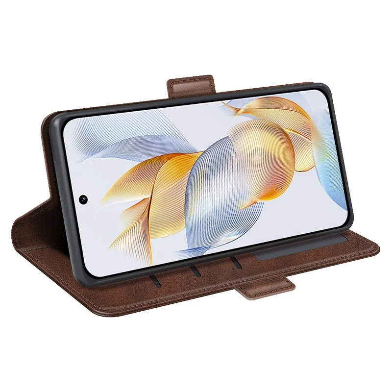 Kalbsleder-Standabdeckung für Honor 90 Pro PU-Leder-Wallet Fall Resistant Phone Case - Braun