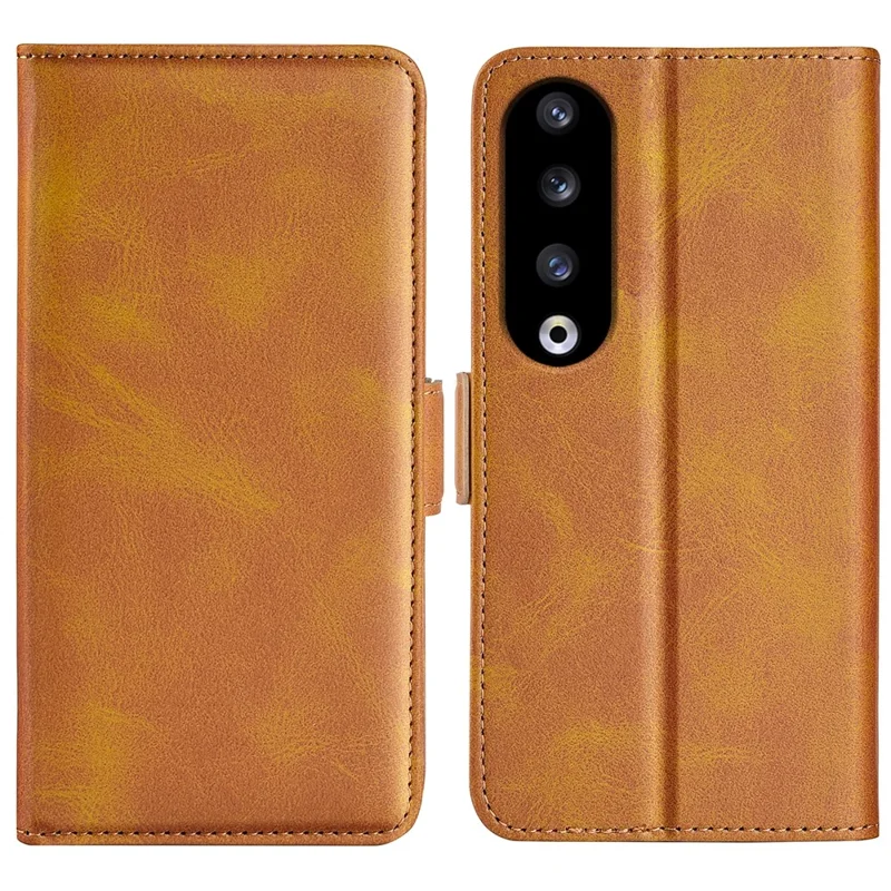 Calf Texture Stand Cover for Honor 90 Pro PU Leather Wallet Fall Resistant Phone Case - Yellow