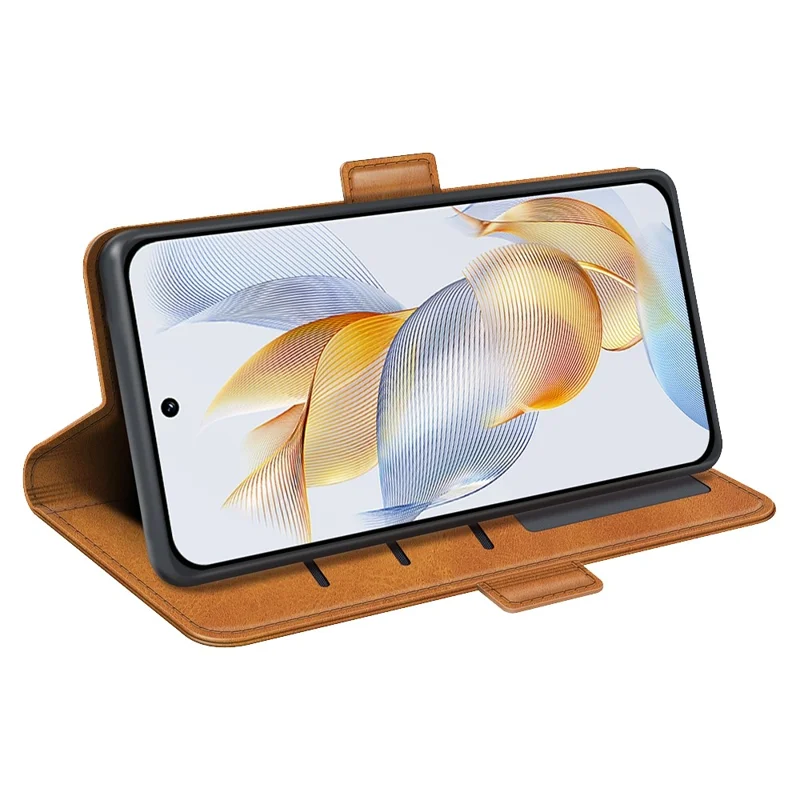 Calf Texture Stand Cover for Honor 90 Pro PU Leather Wallet Fall Resistant Phone Case - Yellow