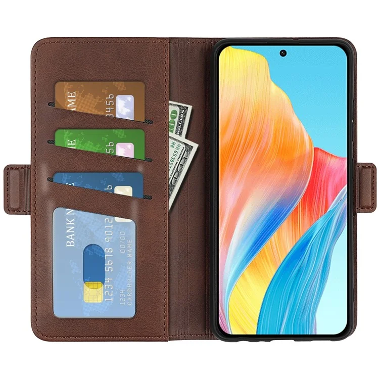 Pour Oppo A1 5G / A98 5G Étui portefeuille en cuir PU Calf Texture Folding Stand Cover - Marron