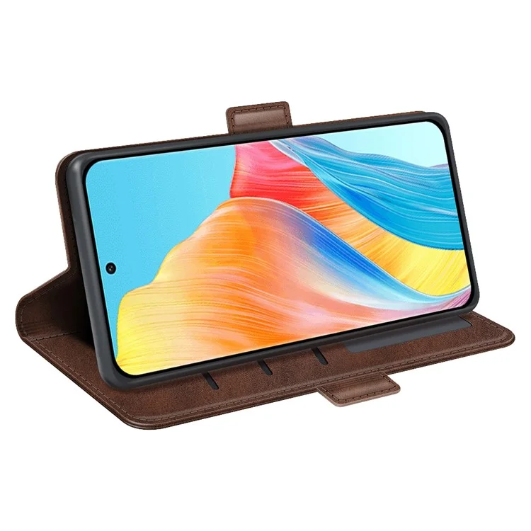 Pour Oppo A1 5G / A98 5G Étui portefeuille en cuir PU Calf Texture Folding Stand Cover - Marron