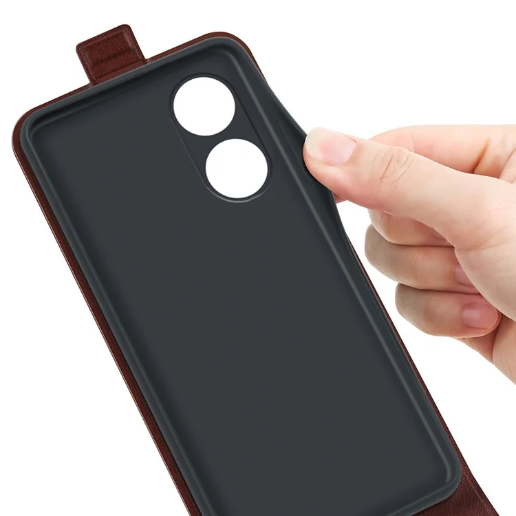 Für Oppo A1 5G / A98 5G Vertikal-Flip-Lederetui mit Kartenfach - Braun