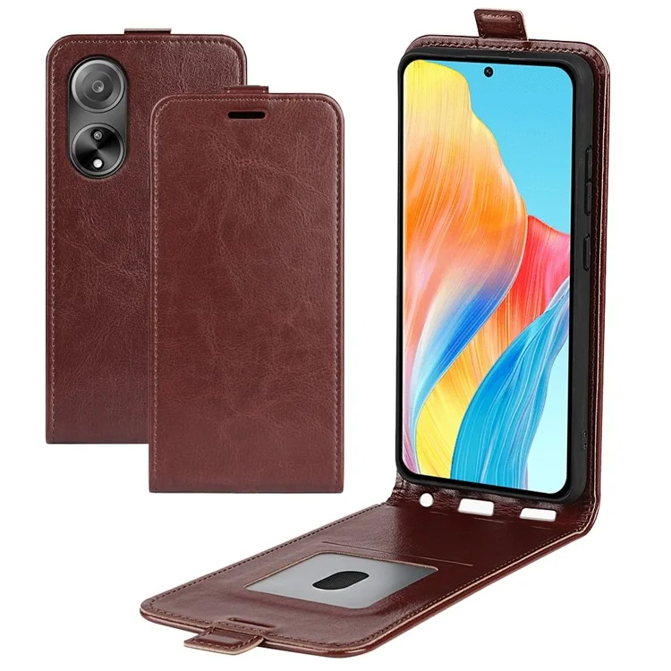 Für Oppo A1 5G / A98 5G Vertikal-Flip-Lederetui mit Kartenfach - Braun