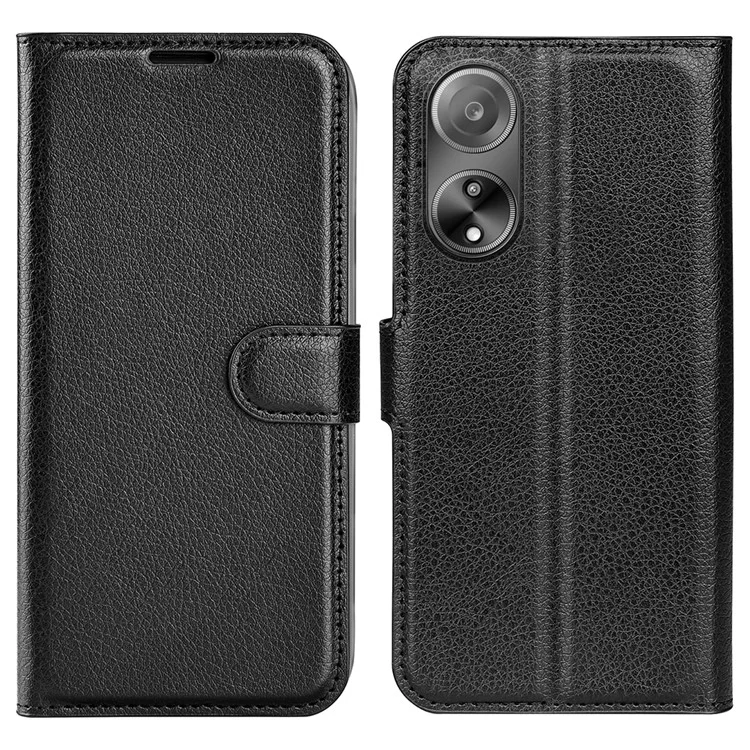 Per Oppo A1 5G / A98 5G Litchi Texture Phone Stand Cover Custodia Portafoglio in Pelle PU - Nero
