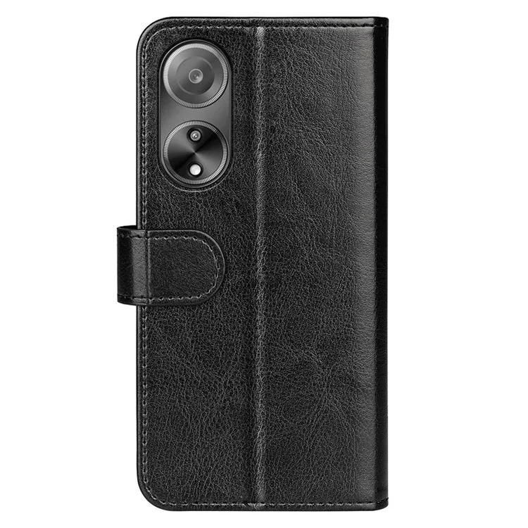 Für Oppo A1 5G / A98 5G PU Leder Brieftasche Handyhülle Crazy Horse Textur Handy Ständer Abdeckung - Schwarz
