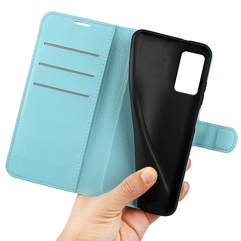 غطاء هاتف محفظة بملمس تين الشام مع حامل لهاتف Xiaomi Redmi Note 12S 4G من جلد PU - أزرق
