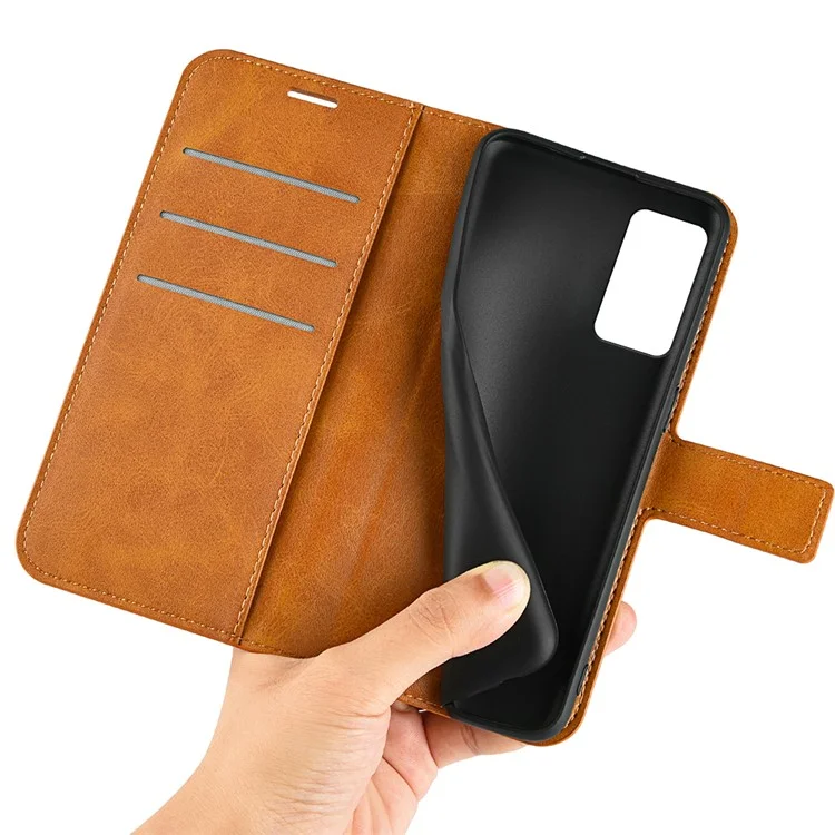 Para Xiaomi Redmi Note 12S 4G Carteira Suporte Capa de Telefone em Couro PU - Textura de Bezerro - Amarelo