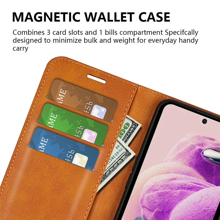 Para Xiaomi Redmi Note 12S 4G Carteira Suporte Capa de Telefone em Couro PU - Textura de Bezerro - Amarelo