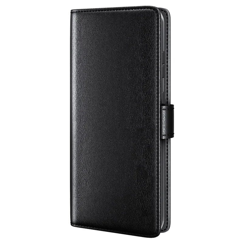 For Xiaomi Redmi Note 12S 4G Case Genuine Split Leather Phone Cover with Wallet Stand - Black