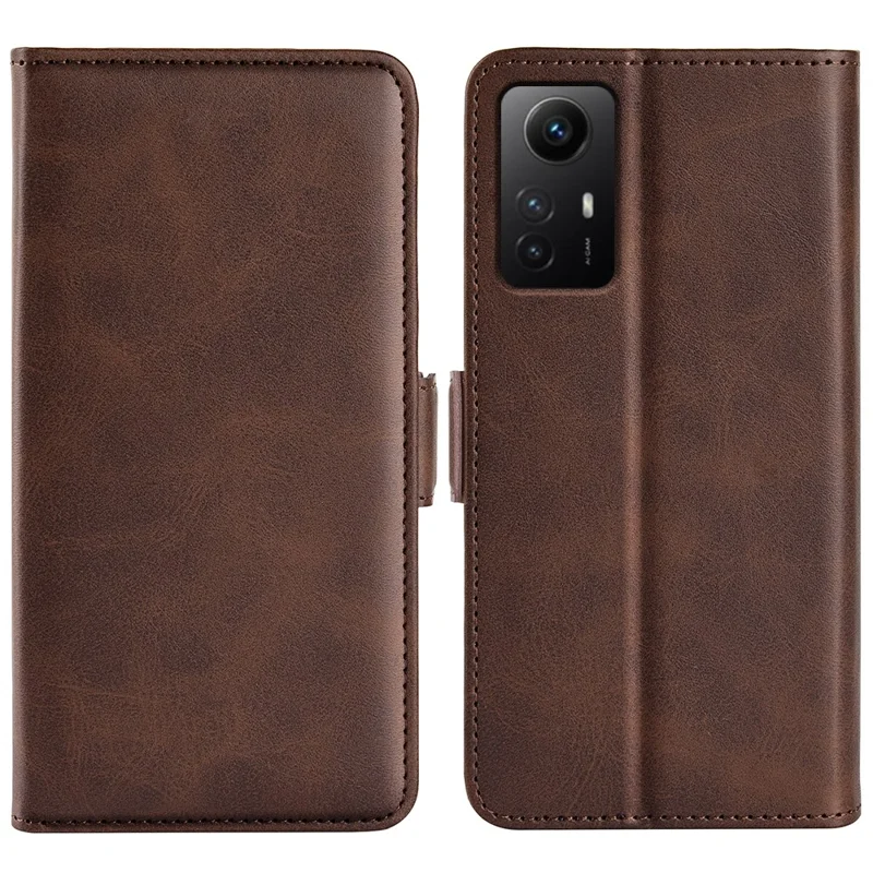 Stand Cover for Xiaomi Redmi Note 12S 4G PU Leather Wallet Shockproof Calf Texture Phone Case - Brown