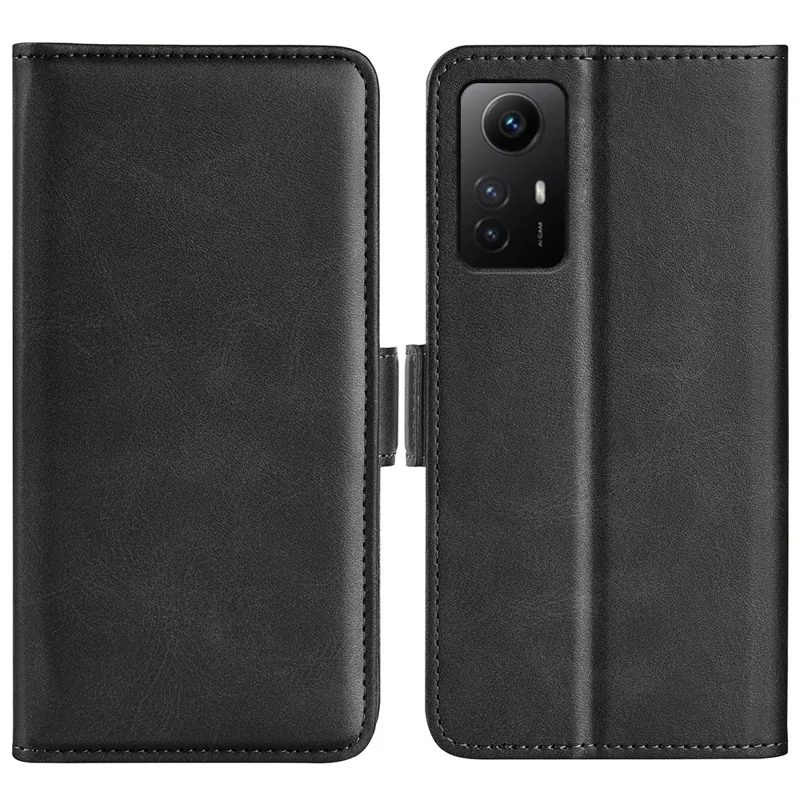 Stand Cover for Xiaomi Redmi Note 12S 4G PU Leather Wallet Shockproof Calf Texture Phone Case - Black