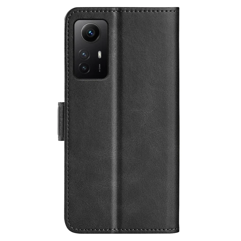 Stand Cover for Xiaomi Redmi Note 12S 4G PU Leather Wallet Shockproof Calf Texture Phone Case - Black