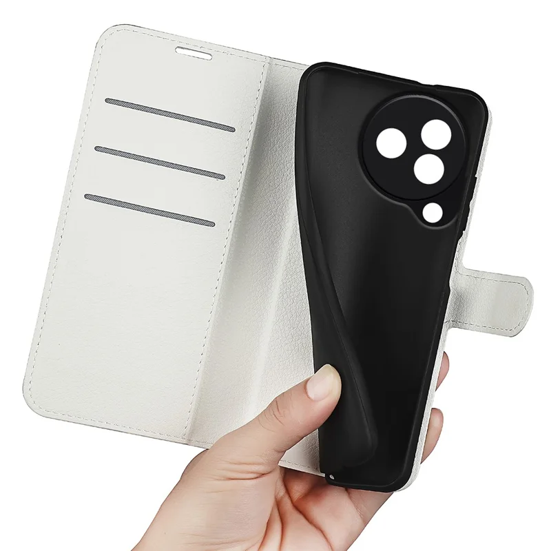 Litchi Texture Wallet Phone Case for Xiaomi Civi 3 5G , Stand PU Leather Full Protection Cover - White
