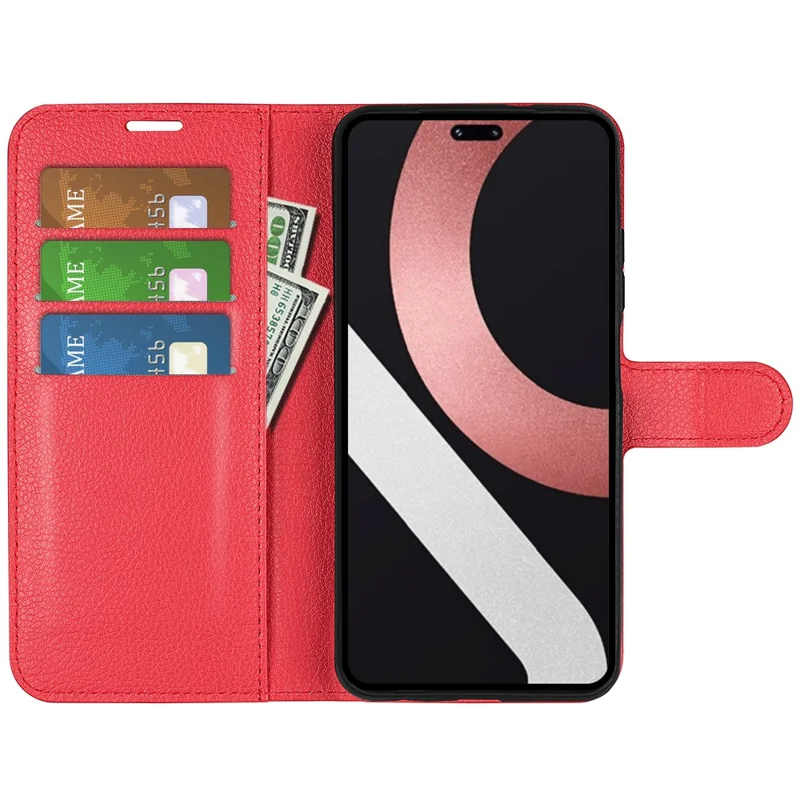 Litchi Texture Wallet Phone Case para Xiaomi Civi 3 5G, Capa de Proteção de Couro PU com Suporte - Vermelha