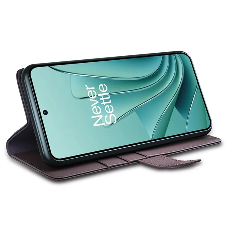 Für OnePlus Ace 2V / Nord 3 5G Wallet-Handyhülle aus echtem gespaltenen Leder, stoßfest, mit Ständer - Braun