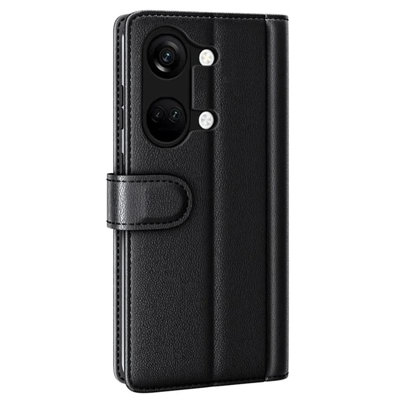 For OnePlus Ace 2V / Nord 3 5G Case Genuine Split Leather Phone Cover with Wallet Stand - Black