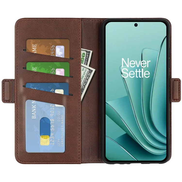 Custodia con Texture in Vitello per OnePlus Ace 2V / Nord 3 5G, Custodia Portafoglio in Pelle PU+TPU - Marrone