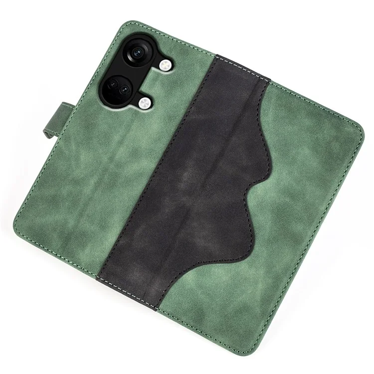 Custodia in pelle PU per OnePlus Ace 2V / Nord 3 5G, cover per telefono con combinazione di colori a due toni e supporto - Verde