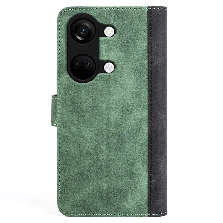 Custodia in pelle PU per OnePlus Ace 2V / Nord 3 5G, cover per telefono con combinazione di colori a due toni e supporto - Verde