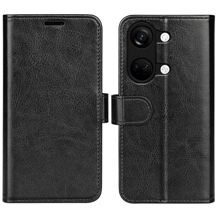 Pour OnePlus Ace 2V / Nord 3 5G Crazy Horse Texture Phone Wallet Case PU Leather Horizontal Stand Cover - Noir