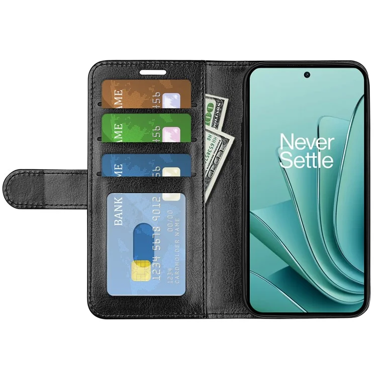 Pour OnePlus Ace 2V / Nord 3 5G Crazy Horse Texture Phone Wallet Case PU Leather Horizontal Stand Cover - Noir