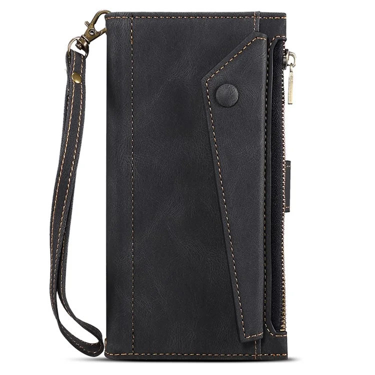 ESEBLE Star Series Für iPhone 15 Pro Wallet Ledertasche Reißverschlusstaschen RFID-Blockierung Handyhalterung - Schwarz