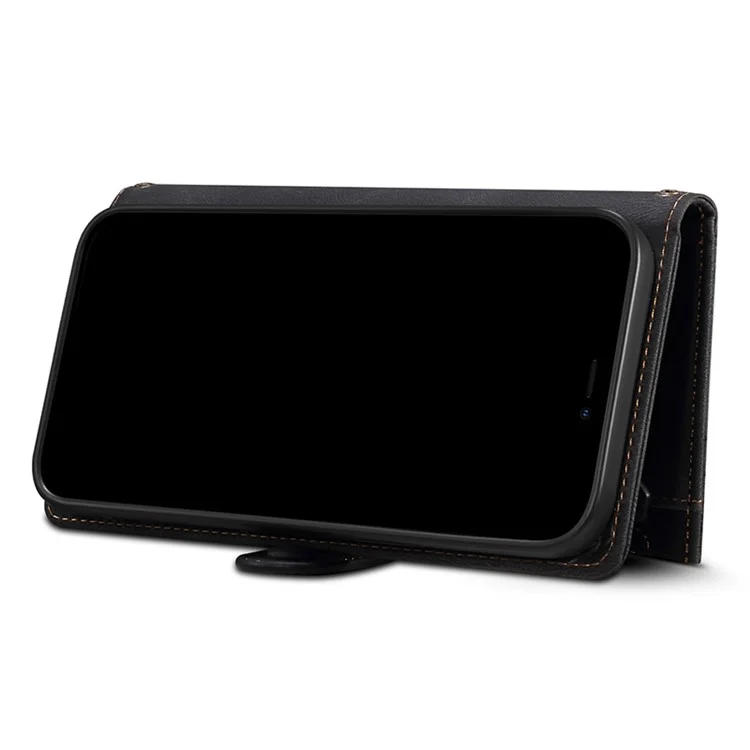 ESEBLE Star Series Für iPhone 15 Pro Wallet Ledertasche Reißverschlusstaschen RFID-Blockierung Handyhalterung - Schwarz