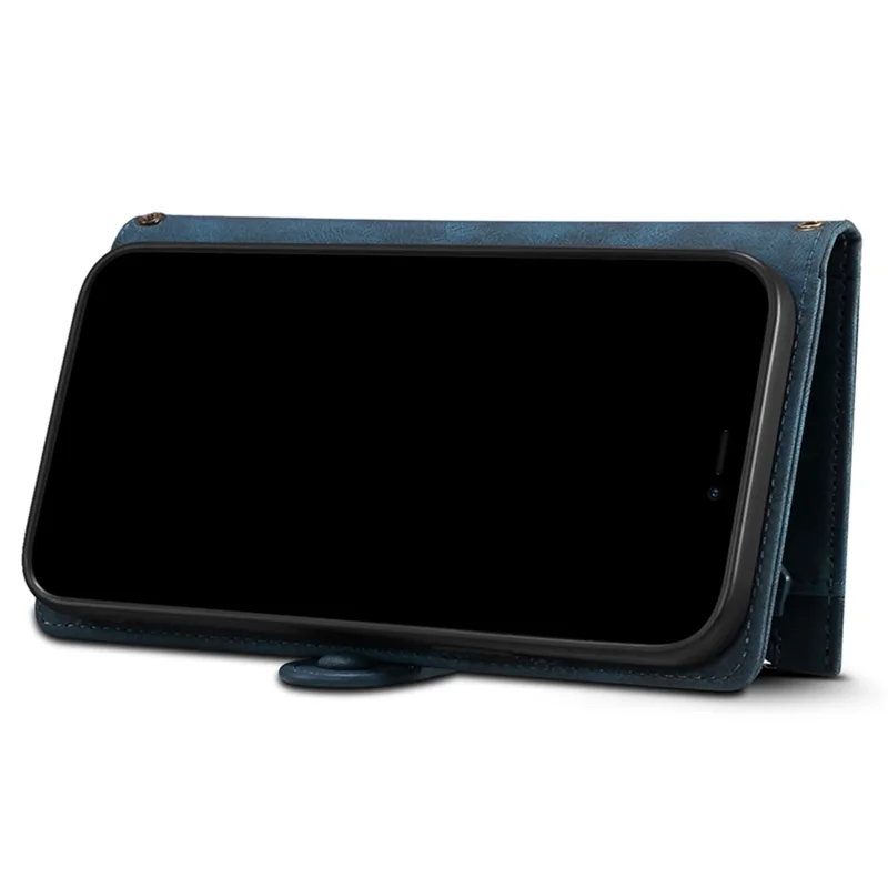 ESEBLE Star Series For iPhone 15 Pro Wallet Leather Phone Case Zipper Pocket RFID Blocking Cell Phone Stand Shell - Blue