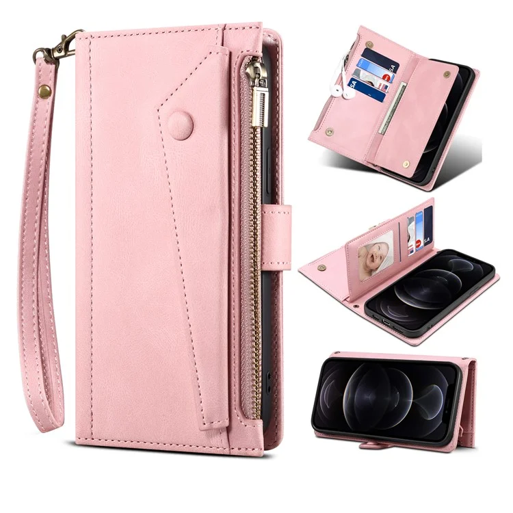 ESEBLE Star Series Wallet Leather Case per iPhone 15 Plus, Tasca con Cerniera RFID Blocking Supporto per Telefono - Oro Rosa