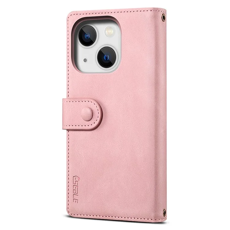 ESEBLE Star Series Wallet Leather Case per iPhone 15 Plus, Tasca con Cerniera RFID Blocking Supporto per Telefono - Oro Rosa