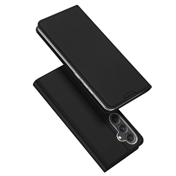 DUX DUCIS Skin Pro Series para Samsung Galaxy S23 FE, Capa de Telefone de Couro PU com Suporte e Compartimento para Cartão - Preto