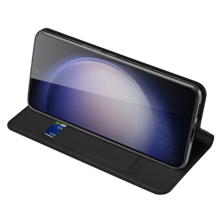 DUX DUCIS Skin Pro Series para Samsung Galaxy S23 FE, Capa de Telefone de Couro PU com Suporte e Compartimento para Cartão - Preto