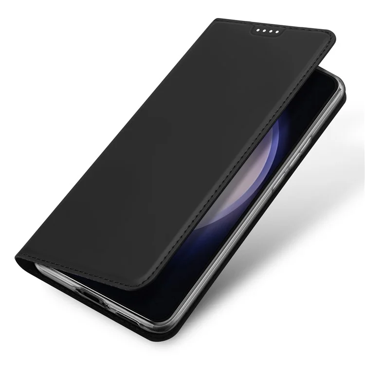 DUX DUCIS Skin Pro Series para Samsung Galaxy S23 FE, Capa de Telefone de Couro PU com Suporte e Compartimento para Cartão - Preto