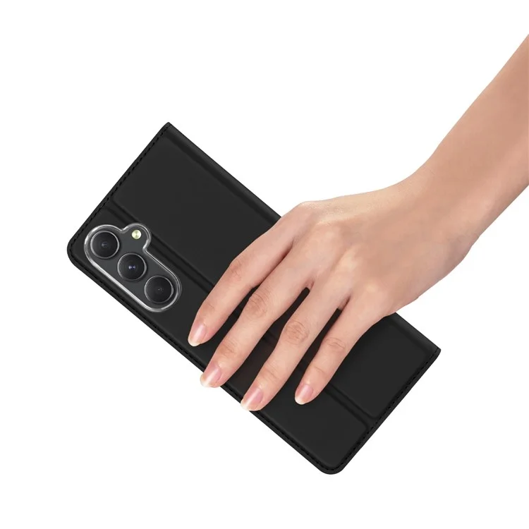 DUX DUCIS Skin Pro Series para Samsung Galaxy S23 FE, Capa de Telefone de Couro PU com Suporte e Compartimento para Cartão - Preto