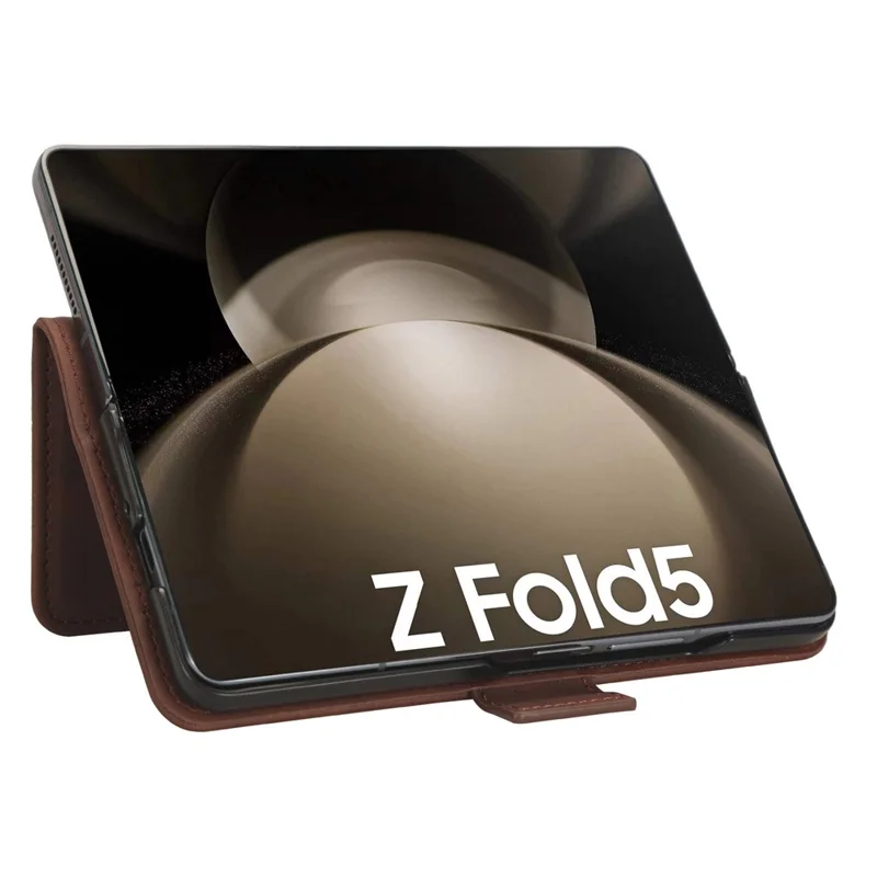 For Samsung Galaxy Z Fold5 5G Multiple Card Slot Phone Case PU Leather + PC Wallet Stand Cover with Pen Holder - Brown