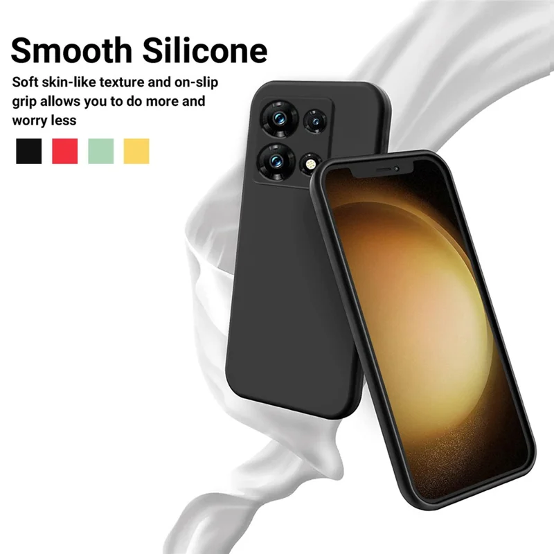 For Infinix Note 30 Pro 4G Soft Lining Phone Case Liquid Silicone Shockproof Cover with Strap - Black