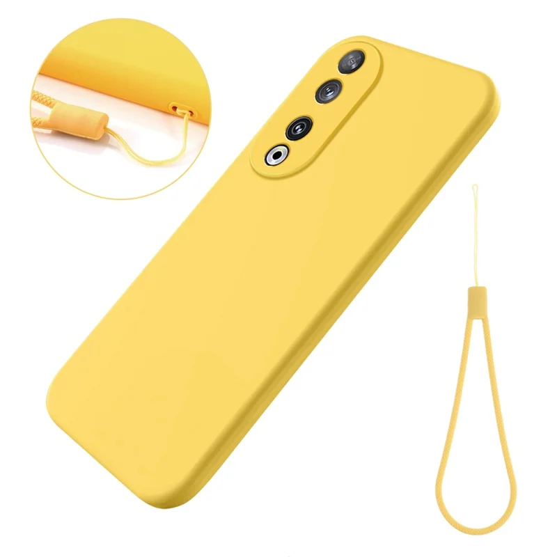 Capa Protetora para Honor 90, Capa de Telefone Revestida de Silicone Macio com Alça - Amarelo