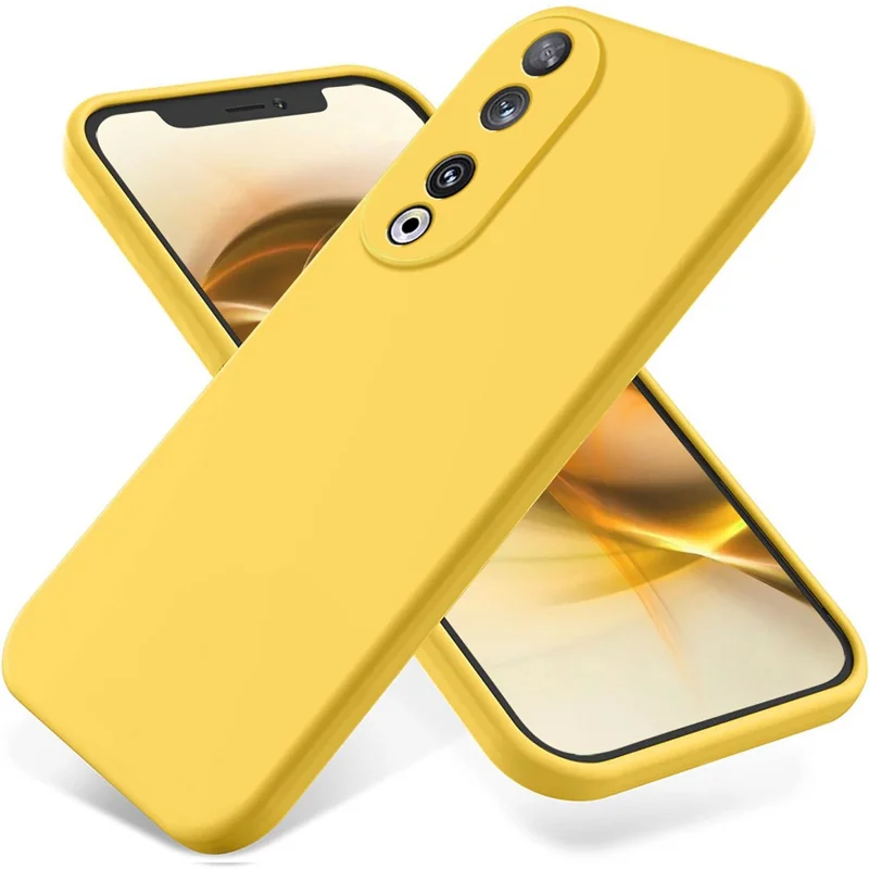 Capa Protetora para Honor 90, Capa de Telefone Revestida de Silicone Macio com Alça - Amarelo