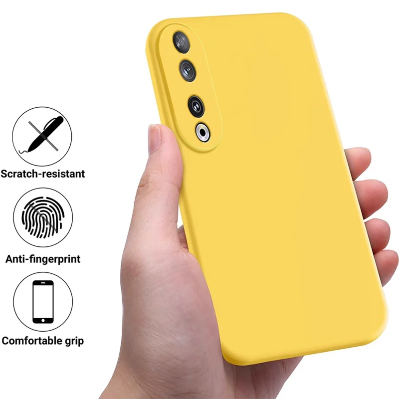 Capa Protetora para Honor 90, Capa de Telefone Revestida de Silicone Macio com Alça - Amarelo