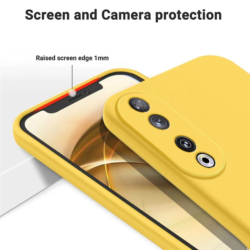 Capa Protetora para Honor 90, Capa de Telefone Revestida de Silicone Macio com Alça - Amarelo