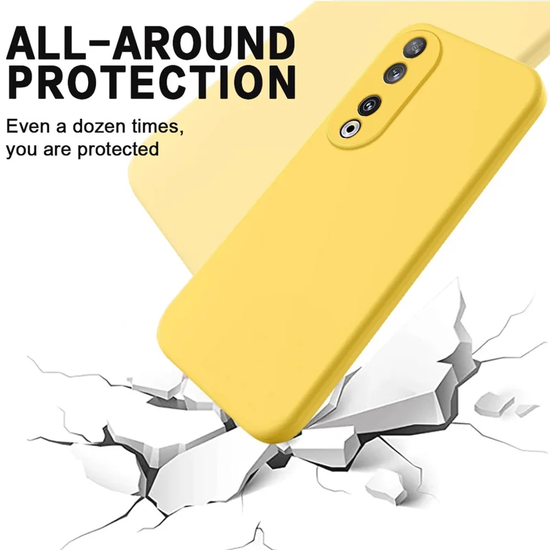 Capa Protetora para Honor 90, Capa de Telefone Revestida de Silicone Macio com Alça - Amarelo