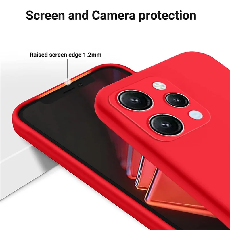 For Xiaomi Redmi 12 4G Anti-Scratch Phone Case Soft Lining Liquid Silicone Cover with Strap - Red