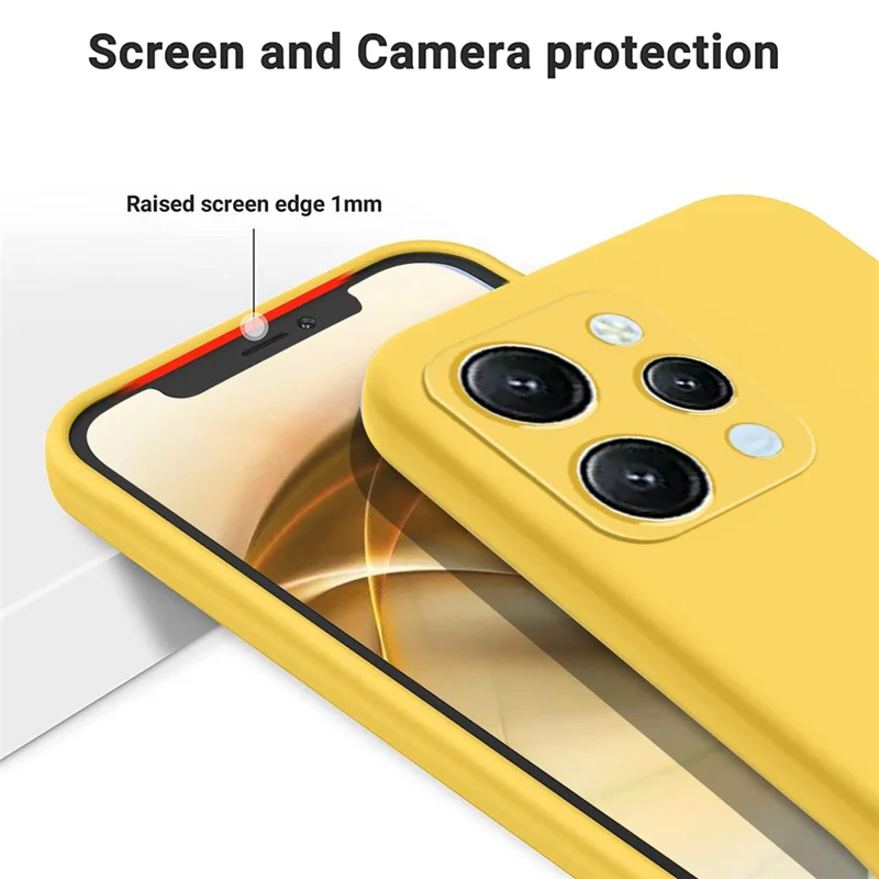 For Xiaomi Redmi 12 4G Anti-Scratch Phone Case Soft Lining Liquid Silicone Cover with Strap - Yellow