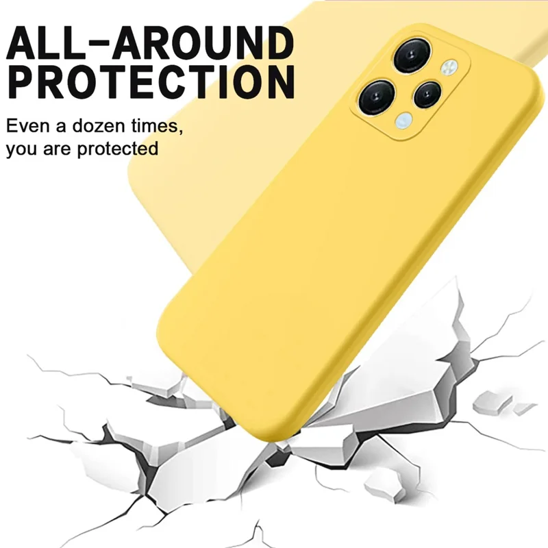 For Xiaomi Redmi 12 4G Anti-Scratch Phone Case Soft Lining Liquid Silicone Cover with Strap - Yellow